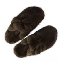 Load image into Gallery viewer, New Style Fur Slippers Ladies Winter Warm Shoes Real Mink Fur Slippers Household Furry Closed ToFlat Shoes