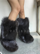 Load image into Gallery viewer, New Autumn Winter Style Fox Fur Flat-soled Warm Fur Boots Women's fox Fur Boots Snow Fur Boot