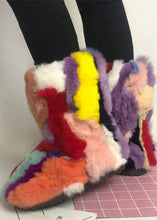 Load image into Gallery viewer, Rex Rabbit Fur Snow Boots Custom Rabbit Fur Mid-Calf Fur Boot Full Fur Covering Rabbit Fur Booties Shipping Color Randomly