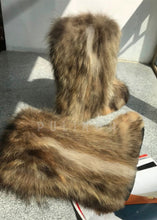 Load image into Gallery viewer, New Autumn Winter Raccoon Fur Boot Flat High-top Warm Fur Boots Fluffy Boots Racoon Fur for Women