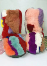 Load image into Gallery viewer, Rex Rabbit Fur Snow Boots Custom Rabbit Fur Mid-Calf Fur Boot Full Fur Covering Rabbit Fur Booties Shipping Color Randomly