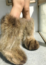 Load image into Gallery viewer, New Autumn Winter Raccoon Fur Boot Flat High-top Warm Fur Boots Fluffy Boots Racoon Fur for Women