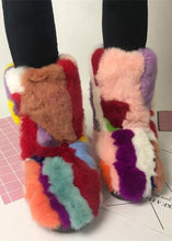 Load image into Gallery viewer, Rex Rabbit Fur Snow Boots Custom Rabbit Fur Mid-Calf Fur Boot Full Fur Covering Rabbit Fur Booties Shipping Color Randomly