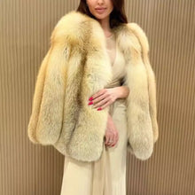 Load image into Gallery viewer, Elegant Women Real Golden Island Fox Fur Warm Coats New Jackets Winter Overcoats