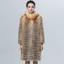 Load image into Gallery viewer, Fashion women Saga red fox fur trench coat