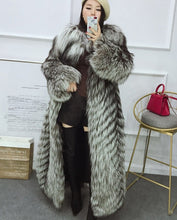 Load image into Gallery viewer, Full length Silver Fox Fur Long Coat