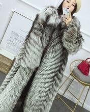 Load image into Gallery viewer, Full length Silver Fox Fur Long Coat