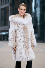 Load image into Gallery viewer, Hooded Bobcat Fur Coat (Natural)