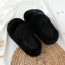 Load image into Gallery viewer, Mink slippers, fur slippers, flat slippers, women's outdoor