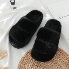 Load image into Gallery viewer, Mink slippers, fur slippers, flat slippers, women's outdoor