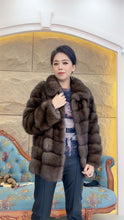 Load image into Gallery viewer, Star Light Silver Sable Fur Coat Fluffy Mink Coat Large Lapel Design Star Shining V-neck Collar Winter