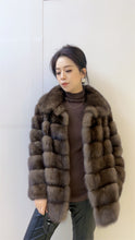 Load image into Gallery viewer, Star Light Silver Sable Fur Coat Fluffy Mink Coat Large Lapel Design Star Shining V-neck Collar Winter