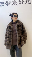 Load image into Gallery viewer, Star Light Silver Sable Fur Coat Fluffy Mink Coat Large Lapel Design Star Shining V-neck Collar Winter
