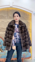 Load image into Gallery viewer, Star Light Silver Sable Fur Coat Fluffy Mink Coat Large Lapel Design Star Shining V-neck Collar Winter