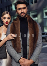 Load image into Gallery viewer, Mink Fur Scarf Full Skin Medium Brown Men's Coffee Mink Fur Scarf Full Pelt Elegant Thick Warm Fuzzy Winter Wear