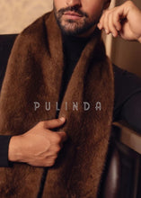Load image into Gallery viewer, Mink Fur Scarf Full Skin Medium Brown Men's Coffee Mink Fur Scarf Full Pelt Elegant Thick Warm Fuzzy Winter Wear