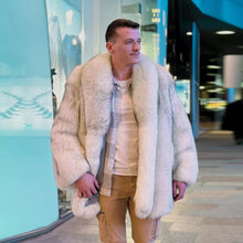 Load image into Gallery viewer, Winter Men's Real Blue Fox Fur Lapel Coat Full Pelt Overcoat Natural Fur Jackets