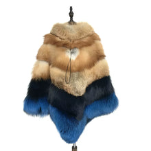 Load image into Gallery viewer, Women's Whole Skin Real Red Silver Fox Fur Cape Coat Shawl Lapel Collar Overcoat