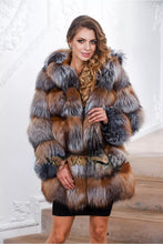 Load image into Gallery viewer, Women's natural silver fox fur hooded coat winter thickened warm fur coat
