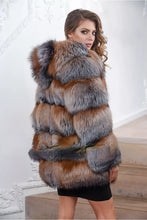 Load image into Gallery viewer, Women's natural silver fox fur hooded coat winter thickened warm fur coat
