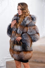 Load image into Gallery viewer, Women's natural silver fox fur hooded coat winter thickened warm fur coat