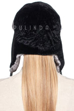 Load image into Gallery viewer, Chinchilla Rex Rabbit Fur Shearling Mouton Sheepskin Trapper Hat UshankaThick Winter Chinchilla Rabbit Aviator Hat Warm Ear Flap