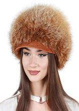 Load image into Gallery viewer, Women's Winter Red Fox Fur Hat with Warm Ear Protection Mongolian Style Casual Hat Fuzzy Russian Fur Hat fox