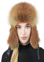 Load image into Gallery viewer, New Style Natural Fox Fur Russian Hat Ushanka Women Winter Warm Fluffy Popular Style Female Fashion Red and Black fox Fur Hat