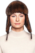 Load image into Gallery viewer, Rex Rabbit Fur Shearling Mouton Sheepskin Trapper Hat Ushanka Aviator Hat Luxury Soft Fluffy Natural Rex Rabbit Fur Hat