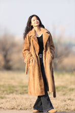 Load image into Gallery viewer, Full length Saga pastel brown mink fur coat with english collar