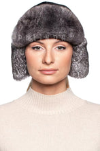 Load image into Gallery viewer, Chinchilla Rex Rabbit Fur Shearling Mouton Sheepskin Trapper Hat UshankaThick Winter Chinchilla Rabbit Aviator Hat Warm Ear Flap