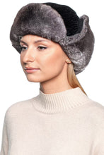 Load image into Gallery viewer, Chinchilla Rex Rabbit Fur Shearling Mouton Sheepskin Trapper Hat UshankaThick Winter Chinchilla Rabbit Aviator Hat Warm Ear Flap