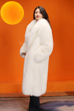 Load image into Gallery viewer, Full length natural Saga arctic fox fur coat with shawl collar