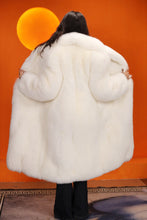 Load image into Gallery viewer, Full length natural Saga arctic fox fur coat with shawl collar