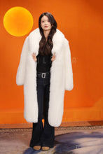 Load image into Gallery viewer, Full length natural Saga arctic fox fur coat with shawl collar