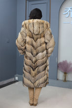 Load image into Gallery viewer, Full length Saga gray fox fur hooded coat
