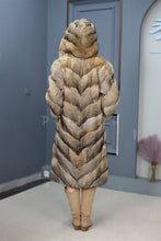 Load image into Gallery viewer, Full length Saga gray fox fur hooded coat