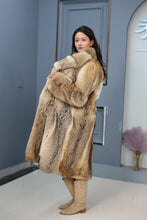 Load image into Gallery viewer, Full length coyote fur coat with shawl collar