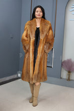 Load image into Gallery viewer, Full length natural Saga red fox fur coat with shawl collar