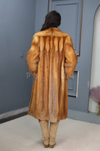 Load image into Gallery viewer, Full length natural Saga red fox fur coat with shawl collar