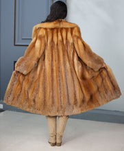 Load image into Gallery viewer, Full length natural Saga red fox fur coat with shawl collar