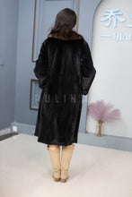 Load image into Gallery viewer, Full length natural Saga mink fur coat with sable shawl collar