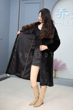Load image into Gallery viewer, Full length natural Saga mink fur coat with sable shawl collar