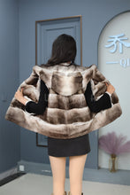 Load image into Gallery viewer, Women Genuine Chinchilla Rex Fur Hooded Vest