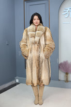 Load image into Gallery viewer, Full length coyote fur coat with shawl collar