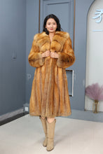 Load image into Gallery viewer, Full length Saga red fox fur hooded coat