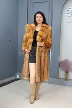 Load image into Gallery viewer, Full length Saga red fox fur hooded coat
