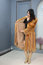 Load image into Gallery viewer, Full length Saga red fox fur hooded coat