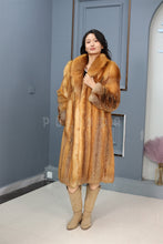 Load image into Gallery viewer, Full length Saga red fox fur coat with shawl collar