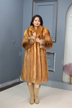 Load image into Gallery viewer, Full length Saga red fox fur coat with shawl collar
